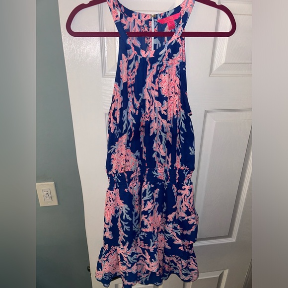 Lilly Pulitzer Pamelyn Lileese Borealis Blue Swim on over Print Dress. Size 12. - Picture 5 of 9